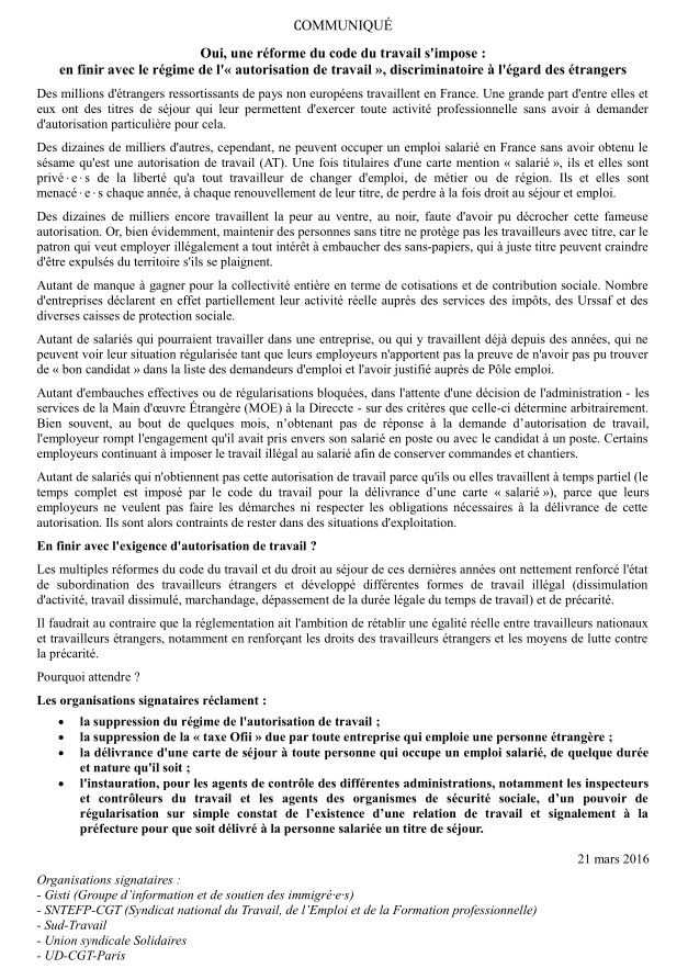 En Finir Avec Le Regime De L Autorisation De Travail