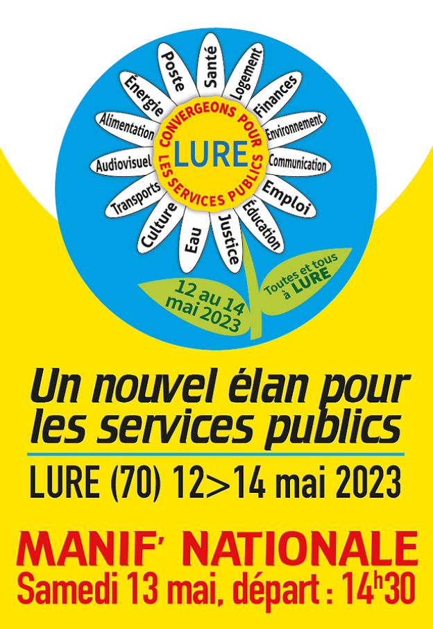 Affiche Un nouvel élan pour les services publics : Manif nationale le 13 mai à 14h30
