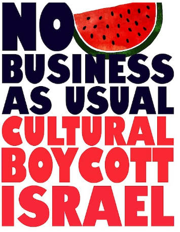 Visuel "No Business as usual, Cultural Boycott Israel"