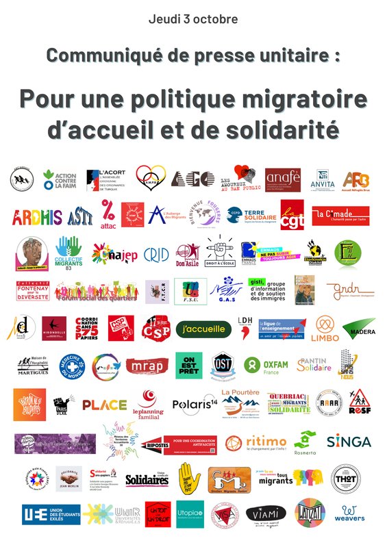 Communiqué de presse - Pour une politique migratoire d&#x27;accueil et de solidarité - Vdef0310