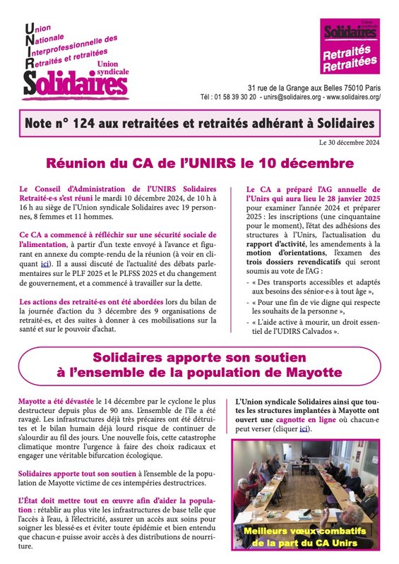 Note Unirs 124 décembre 24-1