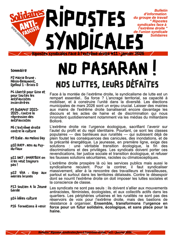 Riposte syndicale #11 janvier 2026