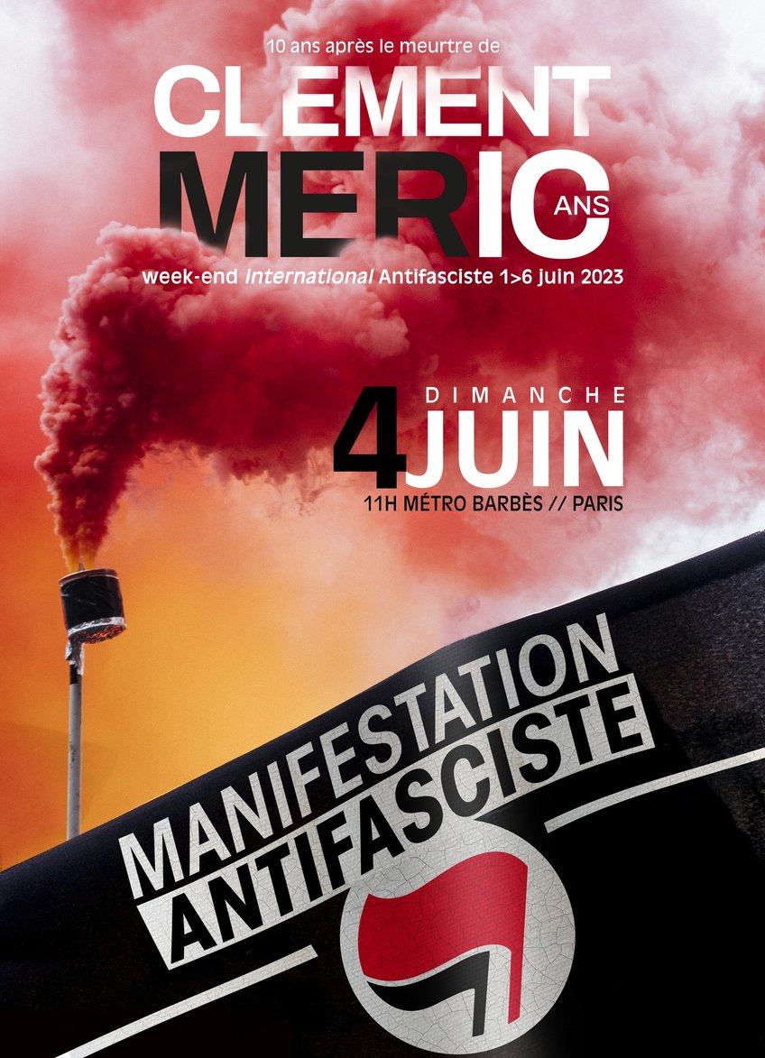 AFFICHE Manifestation antifasciste 4 juin - 11h - Métro Barbès à Paris