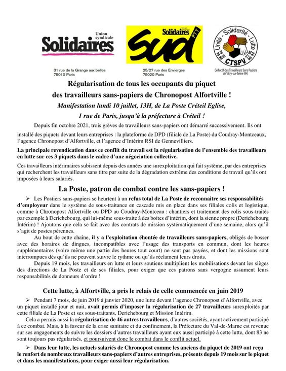 tract manif préfecture 10 juillet 23